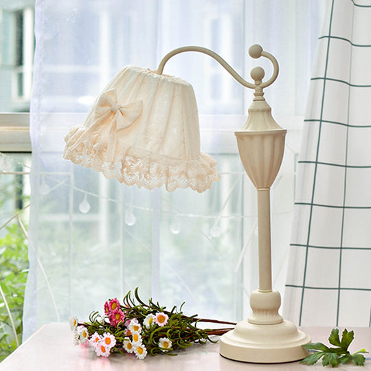 White Lace Trim Kids Nightstand Light with 1-Light - perfect for Girl's Bedroom