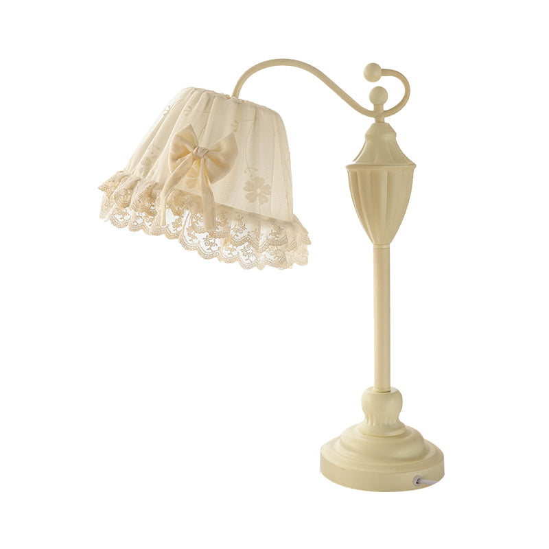 White Lace Trim Kids Nightstand Light with 1-Light - perfect for Girl's Bedroom