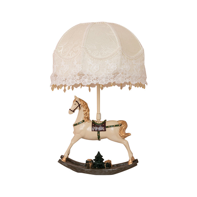White Lace Kids Table Lamp with Rocking Horse Seesaw Base