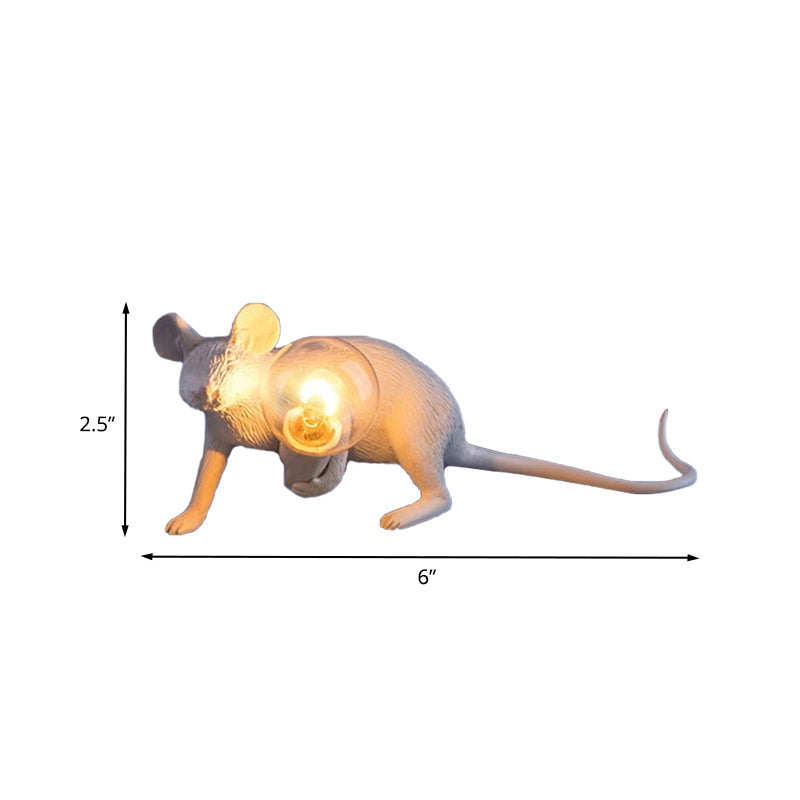 Kids Resin Mouse Night Light - Whimsical Bedside Table Lamp with 1 White Bulb