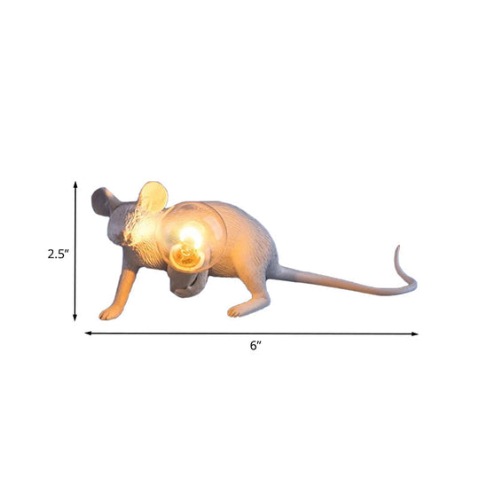 Kids Resin Mouse Night Light - Whimsical Bedside Table Lamp with 1 White Bulb