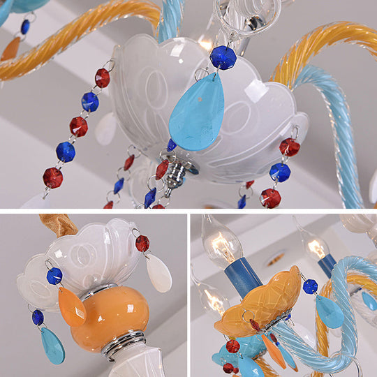 Colorful Kids Chandelier with Fake Candle & Crystal Accents – Perfect for Game Room