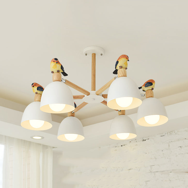 Nordic Modern Iron Chandelier with Bird Deco Lighting for Living Room Décor