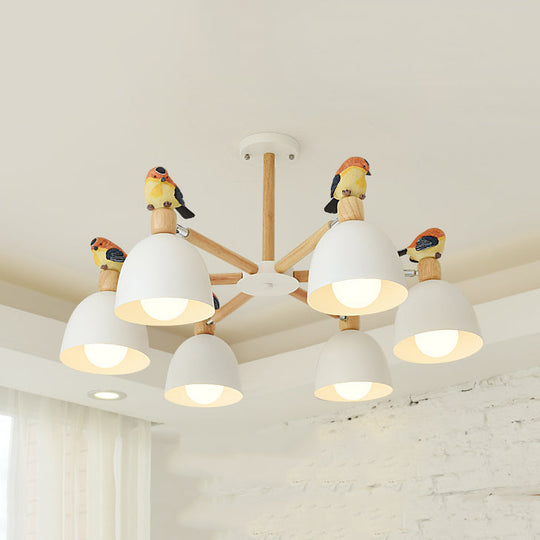 Nordic Modern Iron Chandelier with Bird Deco Lighting for Living Room Décor