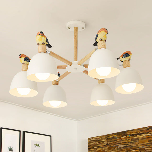 Nordic Modern Iron Chandelier with Bird Deco Lighting for Living Room Décor