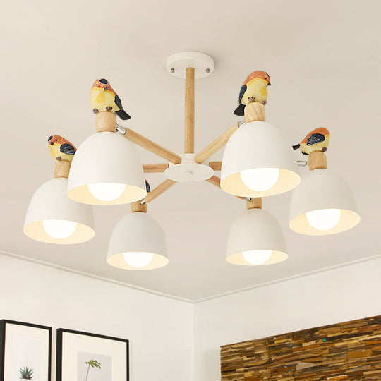 Nordic Modern Iron Chandelier with Bird Deco Lighting for Living Room Décor