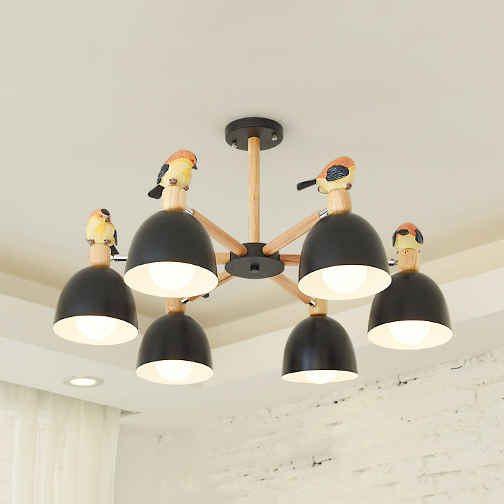 Nordic Modern Iron Chandelier with Bird Deco Lighting for Living Room Décor