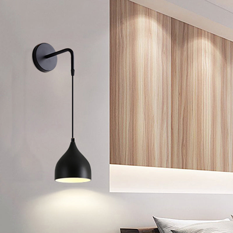 Modern Urn Shape Wall Mount Light with White/Black Finish - 1 Light Iron Wall Pendant Lamp for Bedside
