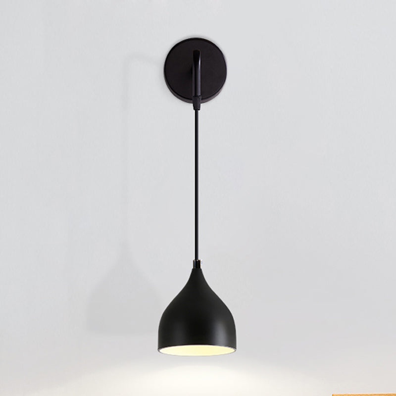 Modern Urn Shape Wall Mount Light with White/Black Finish - 1 Light Iron Wall Pendant Lamp for Bedside