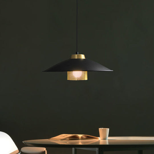 Modernist Black Wide Flare Ceiling Light: Metal Hanging Pendant Lamp for Restaurants