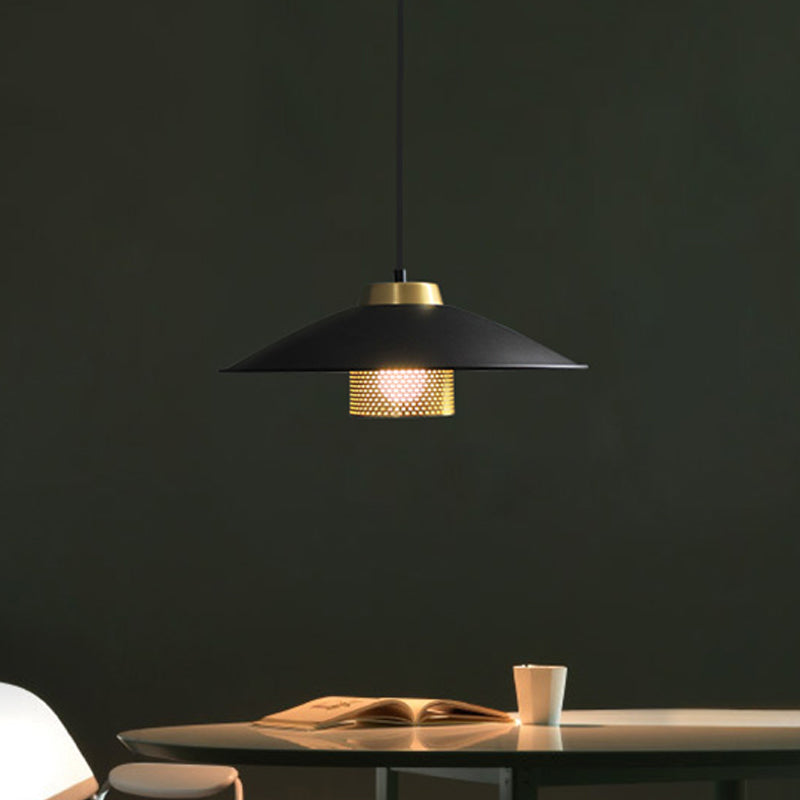 Modernist Black Wide Flare Ceiling Light: Metal Hanging Pendant Lamp for Restaurants