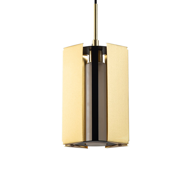 Gold Geometric Bedside Pendant Light - Modern LED Hanging Lamp