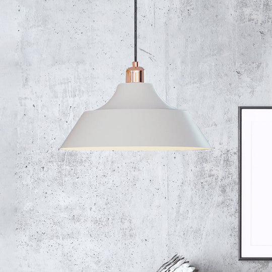 Modern Matte White Pendulum Lamp for Dining Room with Iron Shade