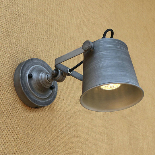 Antique Style Iron Wall Sconce - Outdoor Wall Mounted Lamp, Adjustable, Black/Grey