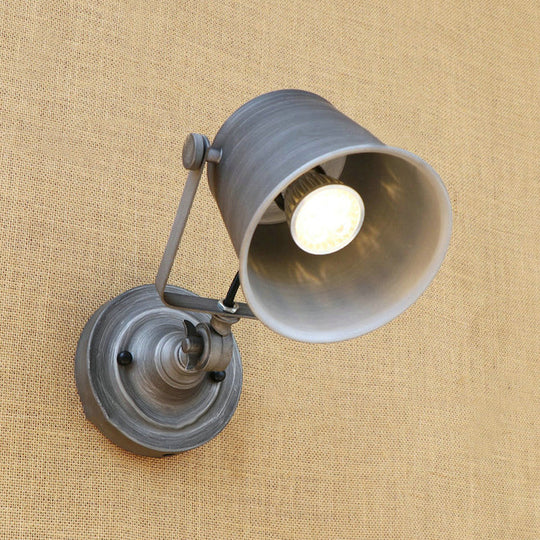 Antique Style Iron Wall Sconce - Outdoor Wall Mounted Lamp, Adjustable, Black/Grey