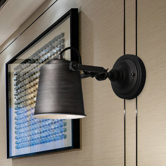 Antique Style Iron Wall Sconce - Outdoor Wall Mounted Lamp, Adjustable, Black/Grey