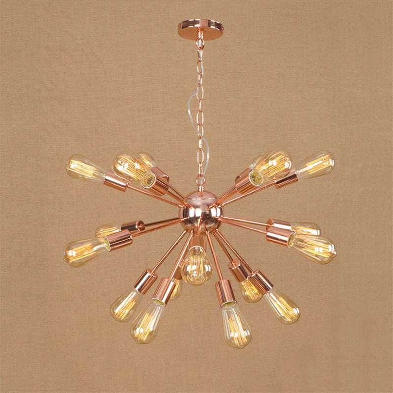 Farmhouse 18/21-Light Iron Chandelier: Copper/Gold Sputnik Ceiling Fixture for Dining Room