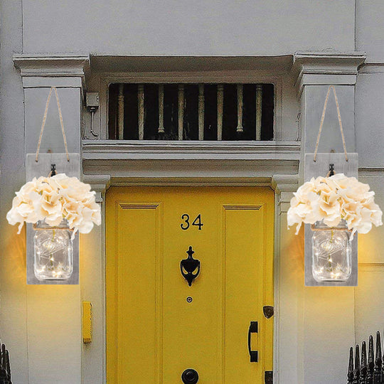 White Flower Hanging Wall Light with Clear Glass Shade String Light - 2 Pack for Hallways