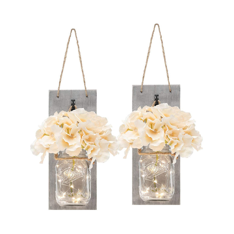 White Flower Hanging Wall Light with Clear Glass Shade String Light - 2 Pack for Hallways