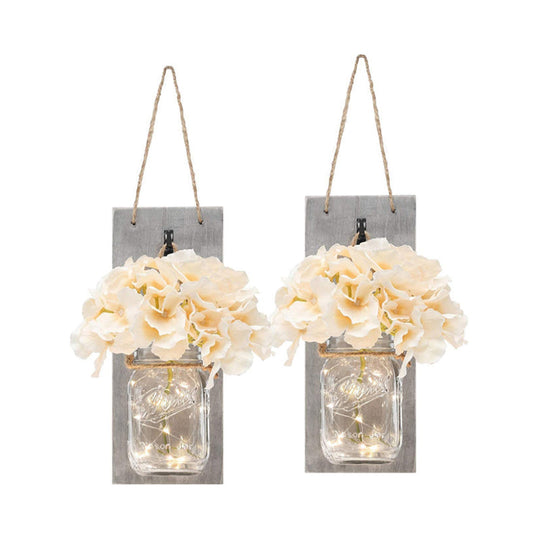 White Flower Hanging Wall Light with Clear Glass Shade String Light - 2 Pack for Hallways