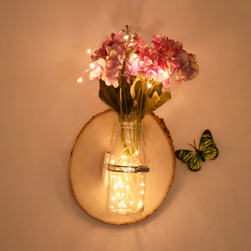 Rustic Multicolored Floral Cafe Wall String Light with Clear Glass Shade - Twinkle and Shine!