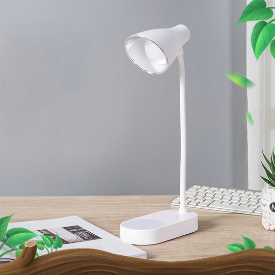 White LED Desk Lamp with 5-Level Dimmer, Touch Sensor, USB Charging - Perfect for Studying