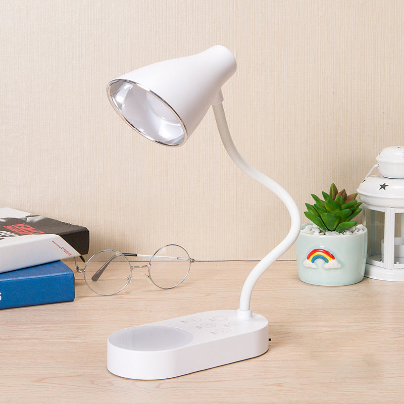 White LED Desk Lamp with 5-Level Dimmer, Touch Sensor, USB Charging - Perfect for Studying