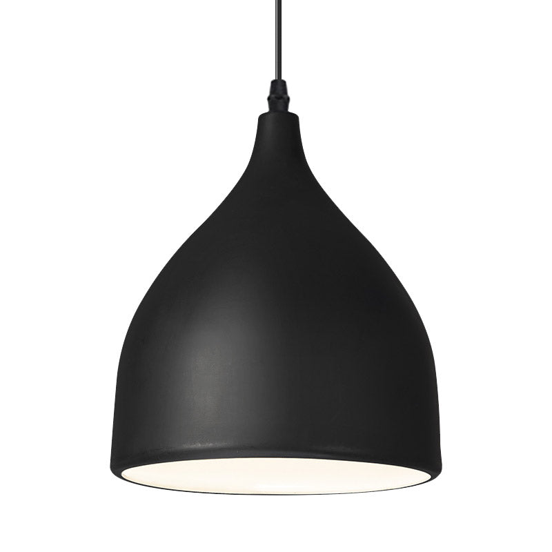 Modernist Style Black/White Hanging Lamp with Domed Metal Shade and 1 Bulb for Kitchen Pendant Light