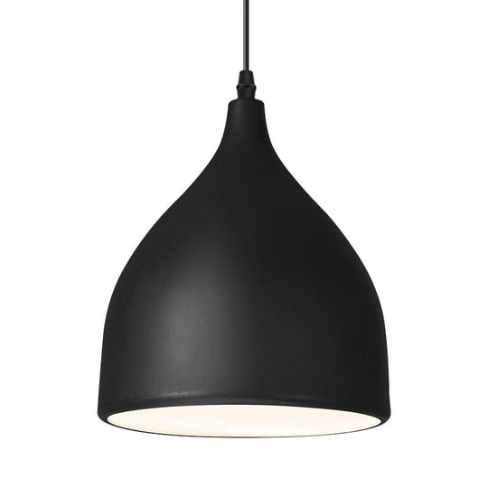 Modernist Style Black/White Hanging Lamp with Domed Metal Shade and 1 Bulb for Kitchen Pendant Light