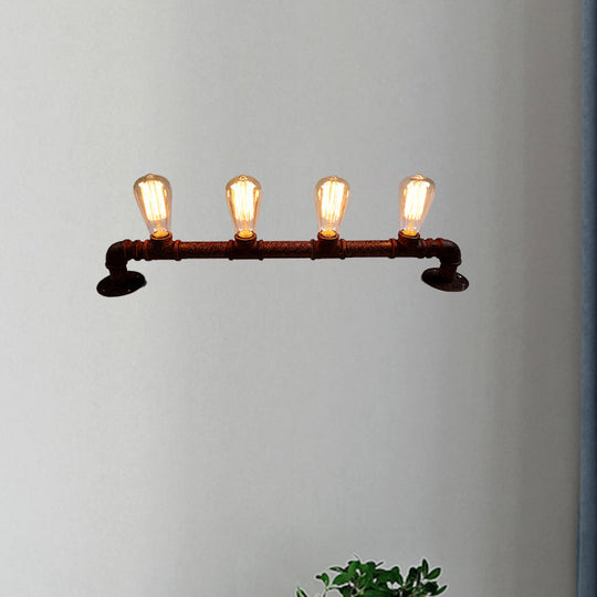 Industrial Style Wall Sconce with Pipe Design - 4 Bulb Linear Mount - Black/Bronze Finish for Kitchen