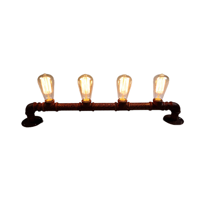 Industrial Style Wall Sconce with Pipe Design - 4 Bulb Linear Mount - Black/Bronze Finish for Kitchen