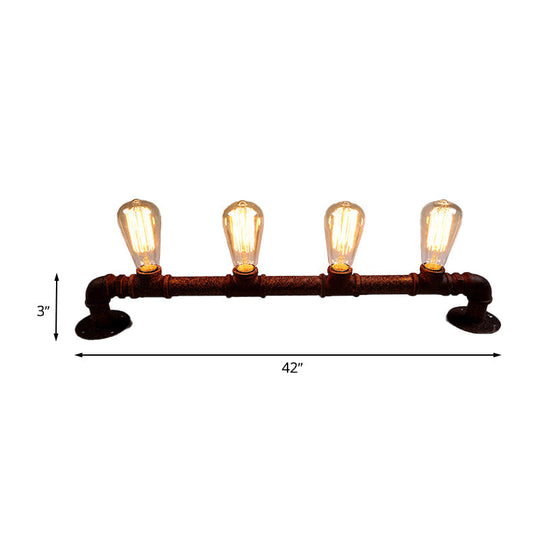 Industrial Style Wall Sconce with Pipe Design - 4 Bulb Linear Mount - Black/Bronze Finish for Kitchen
