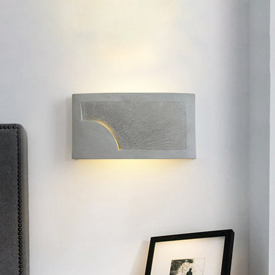 Modern Grey Cement Wall Light for Bedside - Rectangle Wall Mount Fixture