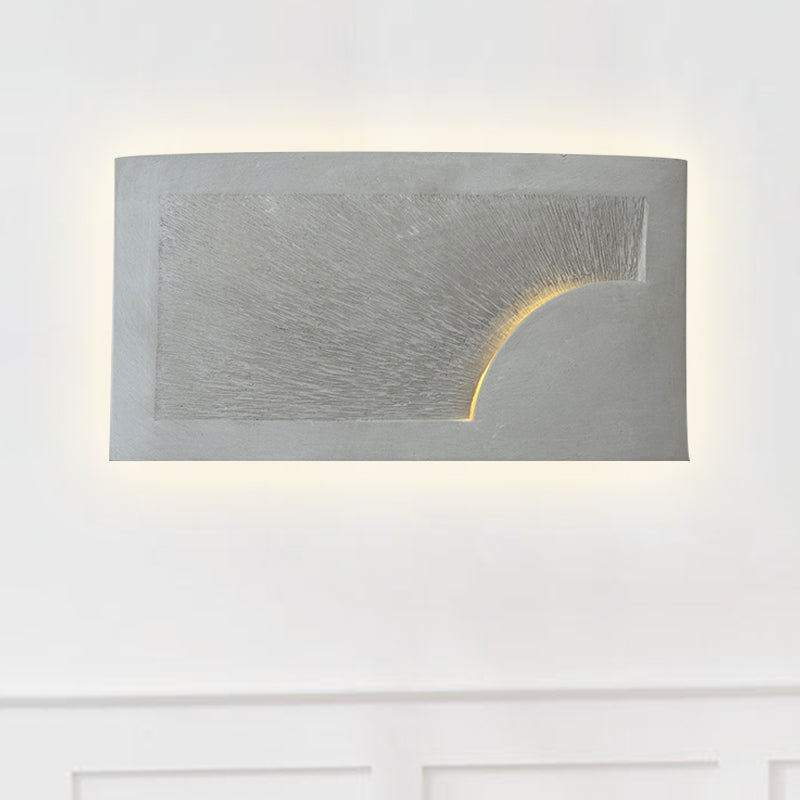 Modern Grey Cement Wall Light for Bedside - Rectangle Wall Mount Fixture