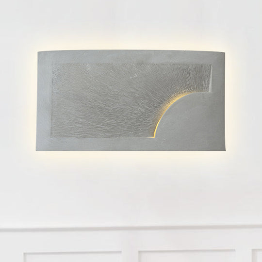 Modern Grey Cement Wall Light for Bedside - Rectangle Wall Mount Fixture
