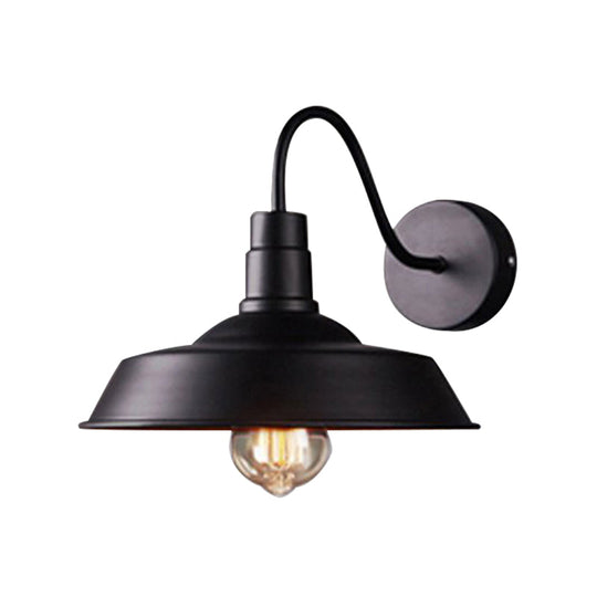 2-Pack Barn Metal Wall Lighting: Industrial Retro Kitchen Sconce Lamp in Black with Gooseneck Arm