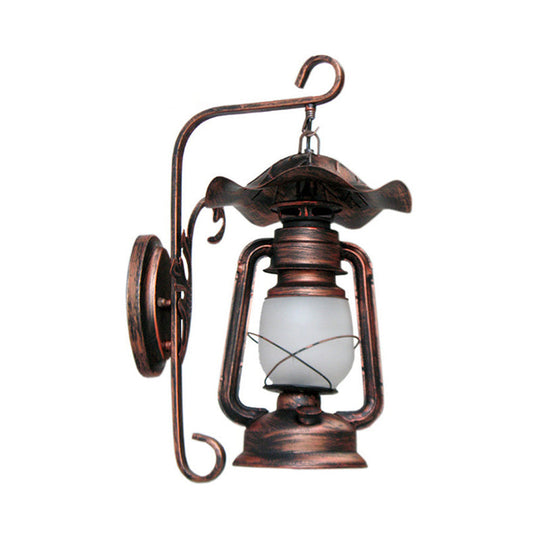 Industrial Opal Glass Antique Copper Sconce Wall Lamp with Kerosene-inspired 1-Light Fixture