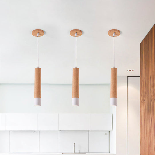 22.5"/26"/30" Modern Wooden Study Room LED Pendant Light with Warm/White Light Options