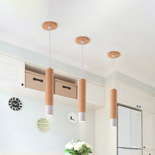 22.5"/26"/30" Modern Wooden Study Room LED Pendant Light with Warm/White Light Options