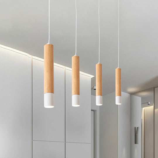 22.5"/26"/30" Modern Wooden Study Room LED Pendant Light with Warm/White Light Options