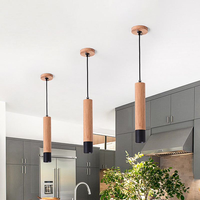 22.5"/26"/30" Modern Wooden Study Room LED Pendant Light with Warm/White Light Options