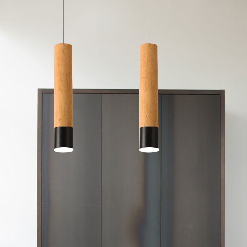 22.5"/26"/30" Modern Wooden Study Room LED Pendant Light with Warm/White Light Options