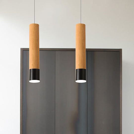 22.5"/26"/30" Modern Wooden Study Room LED Pendant Light with Warm/White Light Options