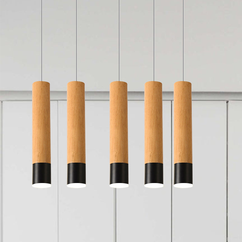 22.5"/26"/30" Modern Wooden Study Room LED Pendant Light with Warm/White Light Options