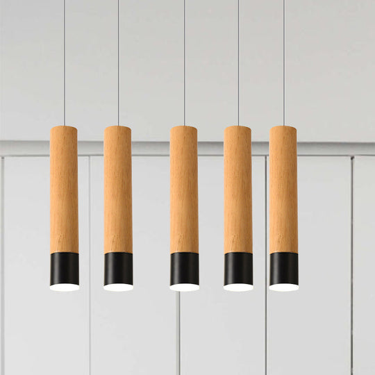 22.5"/26"/30" Modern Wooden Study Room LED Pendant Light with Warm/White Light Options