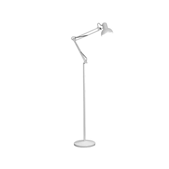 Modern Metallic Dome Shade Task Floor Lamp: Adjustable 1-Head Black/White Lighting for Living Room