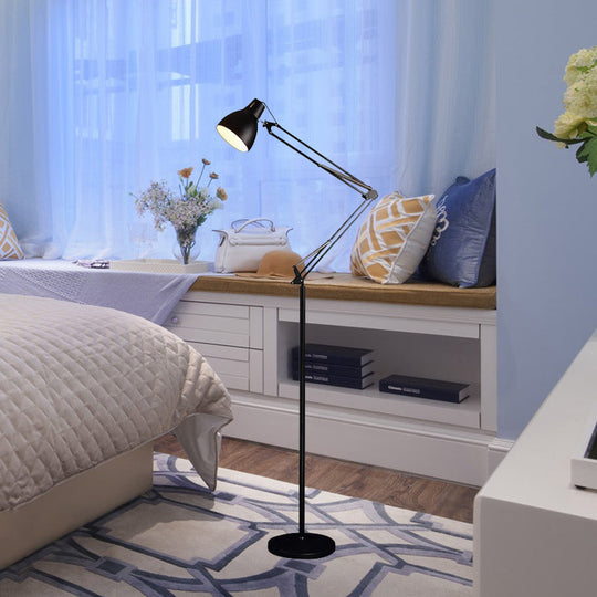 Modern Black/Silver Metallic Dome Shade Floor Lamp for Living Room with 1 Head