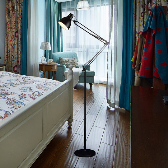 Modern Black/Silver Metallic Dome Shade Floor Lamp for Living Room with 1 Head