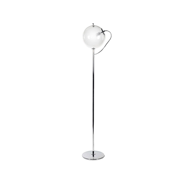 Contemporary Black Globe Floor Lamp- 1 Light Clear Glass Standing Light for Living Room
