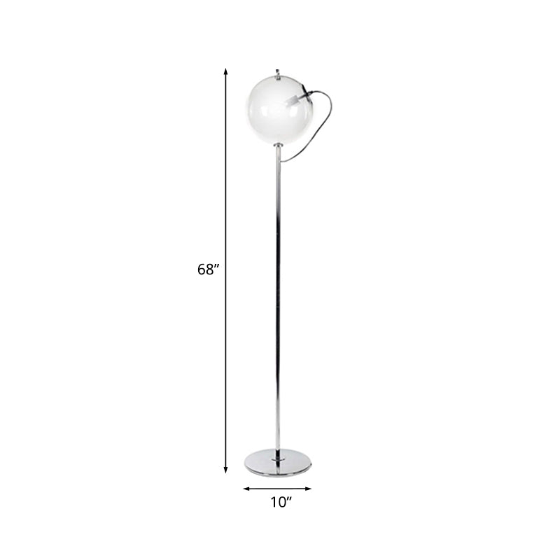 Contemporary Black Globe Floor Lamp- 1 Light Clear Glass Standing Light for Living Room